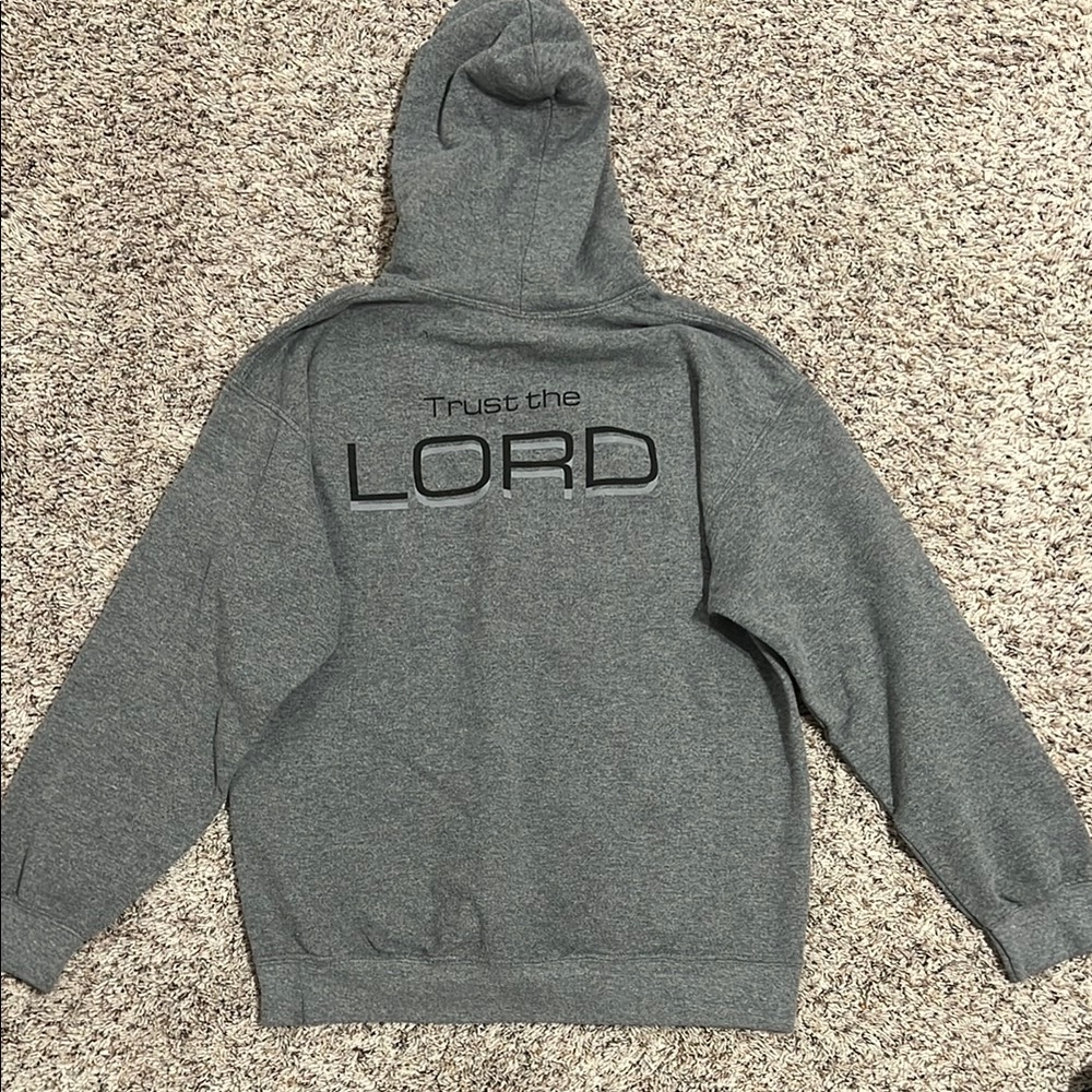 Gray Hoodie with 'Trust the LORD' Print